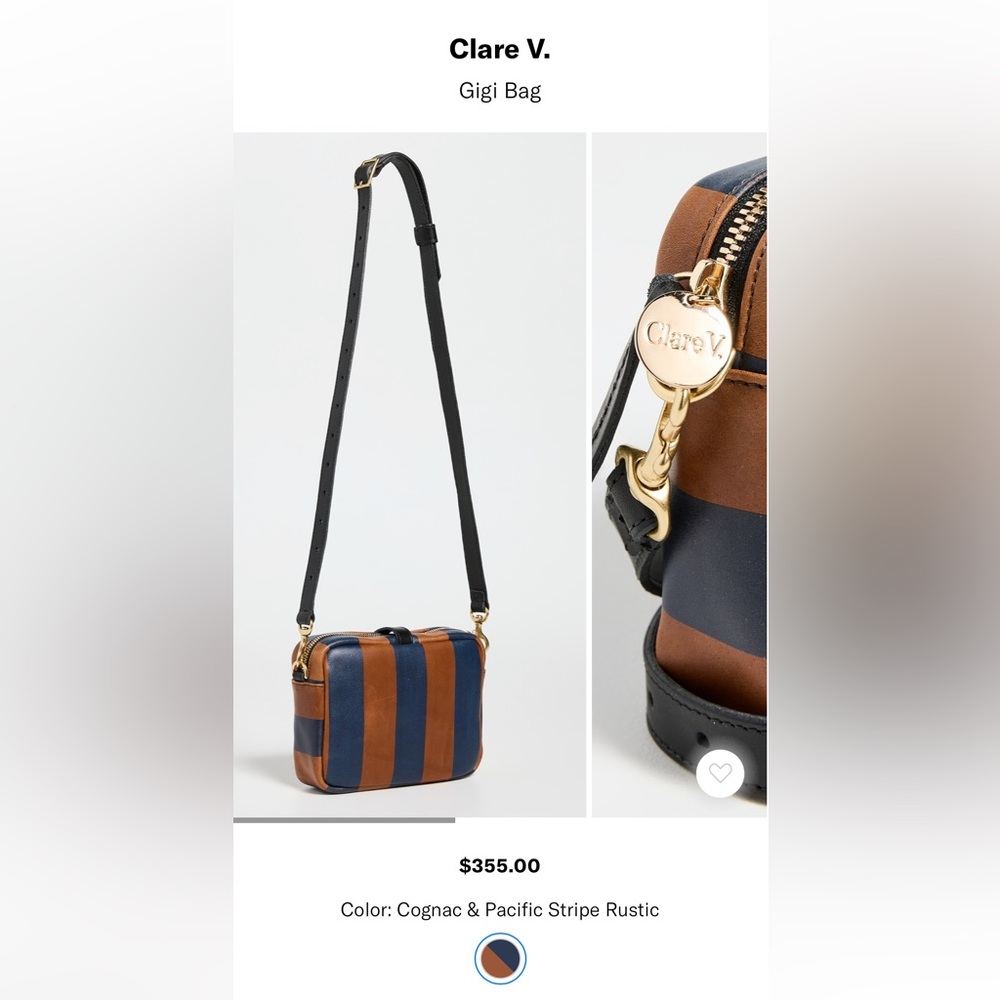 Clare V Gigi Bag Cognac & Pacific Stripe